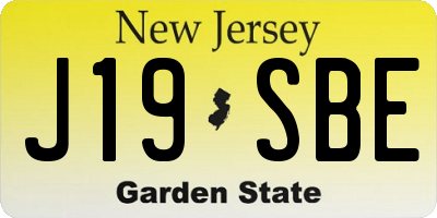 NJ license plate J19SBE