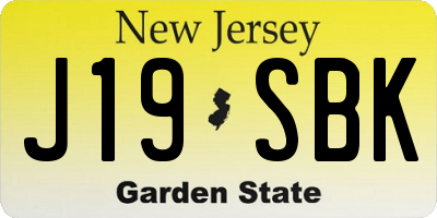 NJ license plate J19SBK