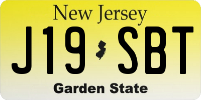 NJ license plate J19SBT