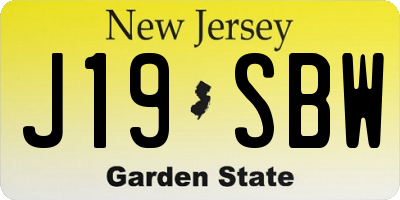 NJ license plate J19SBW