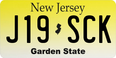 NJ license plate J19SCK