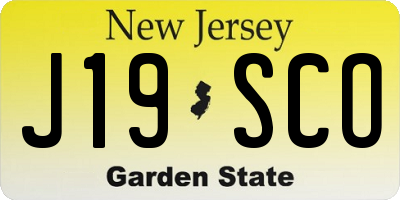 NJ license plate J19SCO