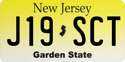 NJ license plate J19SCT