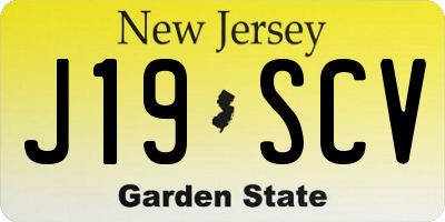 NJ license plate J19SCV