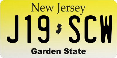 NJ license plate J19SCW
