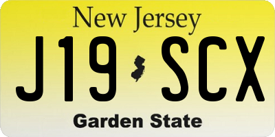 NJ license plate J19SCX