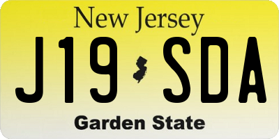 NJ license plate J19SDA