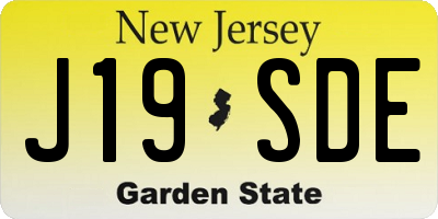 NJ license plate J19SDE