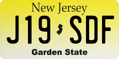 NJ license plate J19SDF