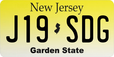 NJ license plate J19SDG