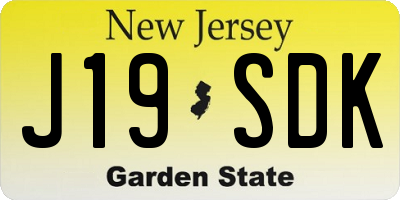 NJ license plate J19SDK