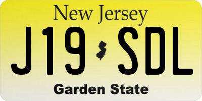 NJ license plate J19SDL