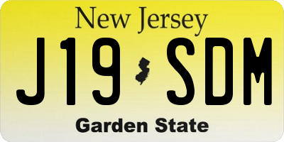 NJ license plate J19SDM