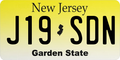 NJ license plate J19SDN