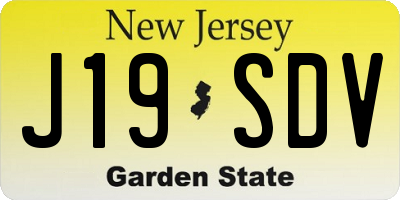 NJ license plate J19SDV
