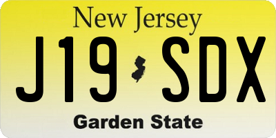 NJ license plate J19SDX
