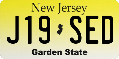 NJ license plate J19SED