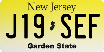 NJ license plate J19SEF