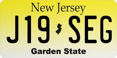 NJ license plate J19SEG