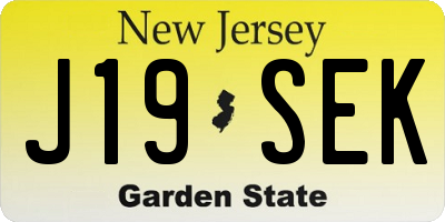NJ license plate J19SEK