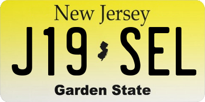 NJ license plate J19SEL