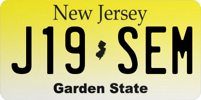 NJ license plate J19SEM