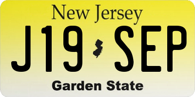 NJ license plate J19SEP
