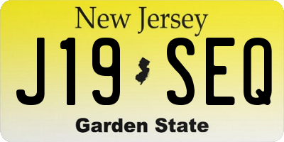 NJ license plate J19SEQ