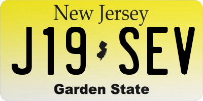 NJ license plate J19SEV