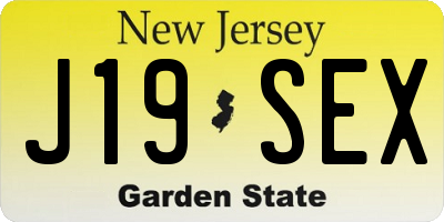 NJ license plate J19SEX