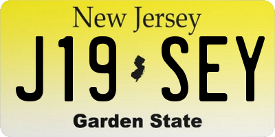 NJ license plate J19SEY
