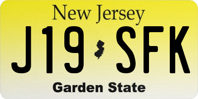 NJ license plate J19SFK