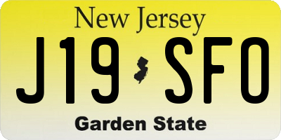 NJ license plate J19SFO