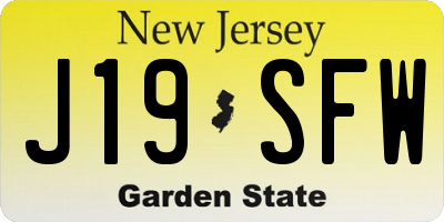 NJ license plate J19SFW