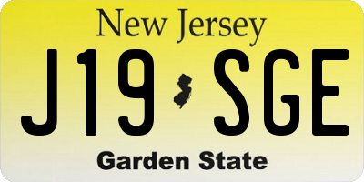 NJ license plate J19SGE
