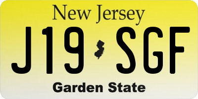 NJ license plate J19SGF