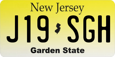 NJ license plate J19SGH