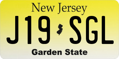 NJ license plate J19SGL