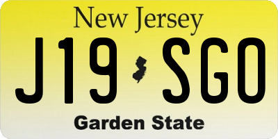 NJ license plate J19SGO