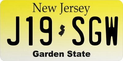 NJ license plate J19SGW