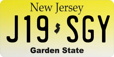 NJ license plate J19SGY