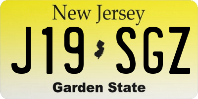 NJ license plate J19SGZ
