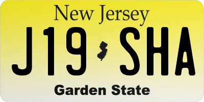 NJ license plate J19SHA