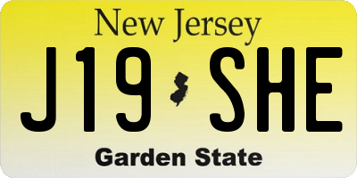 NJ license plate J19SHE