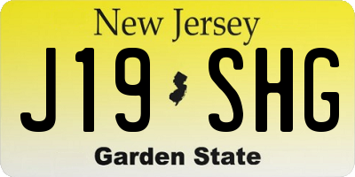 NJ license plate J19SHG