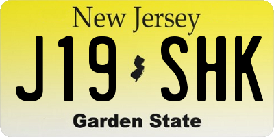 NJ license plate J19SHK