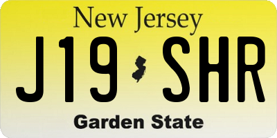 NJ license plate J19SHR