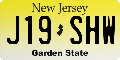 NJ license plate J19SHW