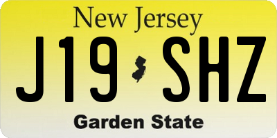 NJ license plate J19SHZ