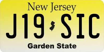 NJ license plate J19SIC